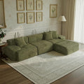 117 Modular Sectional Sofa Couch Chenille Upholstered Boneless Couch Oversized L-Shaped Cloud Sectional Couch with Ottoman &amp Deep Seating No Assembly Green