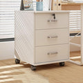 3 Drawer Wood File Cabinet Mobile File Organizer with Locking Wheels for Home Office/Legal/Letter/A4 File Storage Wooden Filing Storage Vertical Cabinets Drawers for Under Desk(White)