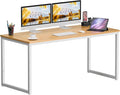 SUPER DEAL Computer Desk 55 Inch Modern Sturdy Office Desk PC Laptop Notebook Simple Writing Table for Home Office Workstation Natural Oak