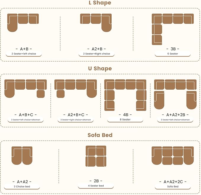 Modular Sectional Sofa BedConvertible Cloud Couches for Living Room2 Chaise Corduroy Boneless Couch Sleeper Sofa SetOversized Chaise Lounge Chair for BedroomNo Assembly RequiredGray 1PCS