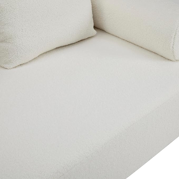 Christopher Knight Home Gilly 78 Modern Boucle Upholstered Sofa with Pillow Oversized Comfy Cloud Couch with Wooden Frame 3-Seater Sofa Couch for Living Room Bedroom Home Office Beige