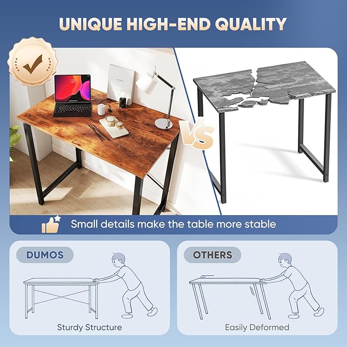 DUMOS Compact 32-Inch Small Computer Office Desk for Home or Bedroom Modern Minimalist Writing and Study Work Table Wood
