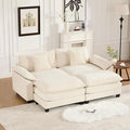 81.9 Oversized Beige Loveseat Sofa 2 Seater Large Sectional Couches for Living Room Chenille Fabric Modular Sectional Sofa with 2 Ottoman Deep Seat Wide Armrest Home Sofas Set Love Seat Couches