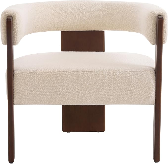 Christopher Knight Home Nettie Modern Accent Chair for Living Room Boucle Fabric Single Lounge Sofa Chair with Wooden Frame Comfy Reading Chair for Bedroom Lounge Armchair with Soft Cushion Beige