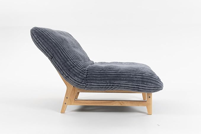 KEVINSPACE Modern Round Sofa Chair Round Chaise Lounge Fluffy Lazy Bean Bag Chairs for Adults Comfy Corduroy Upholstered Barrel for Living Room Salon Office White No Assembly Grey