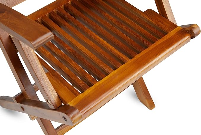 TeakCraft Teak Folding Arm Chair - 2 Piece Foldable Chairs Set - Fully Assembled - Solid Wooden Outdoor Indoor- Wood Dining Room Kitchen Patio Bistro Chairs The Mille