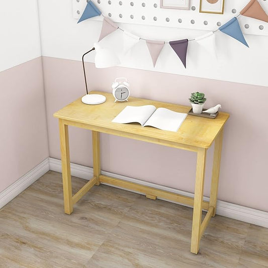 Max &amp Lily Solid Wood Desk 40 Inches Natural