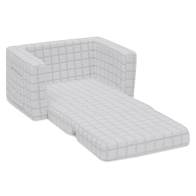 Delta Children Checkered Cozee Flip-Out Chair Grey