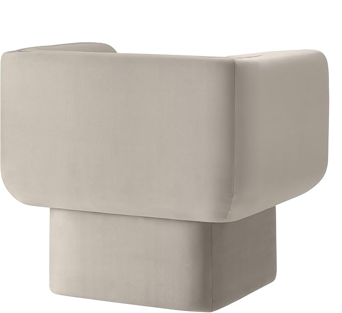 Modway Tate Performance Velvet Accent Chair in Almond - Upholstered Club Chair - Modern Barrel Armchair - Comfy Reading Leisure Chair for Living Room Bedroom Office