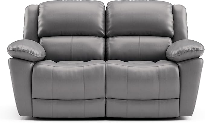 Furniture of America Sorin Modern Leather Recliner Loveseat with Pillow Armrests and High Density Foam Reclining Sofa Comfortable Couch for Living Room Office FSC Certified Dark Gray