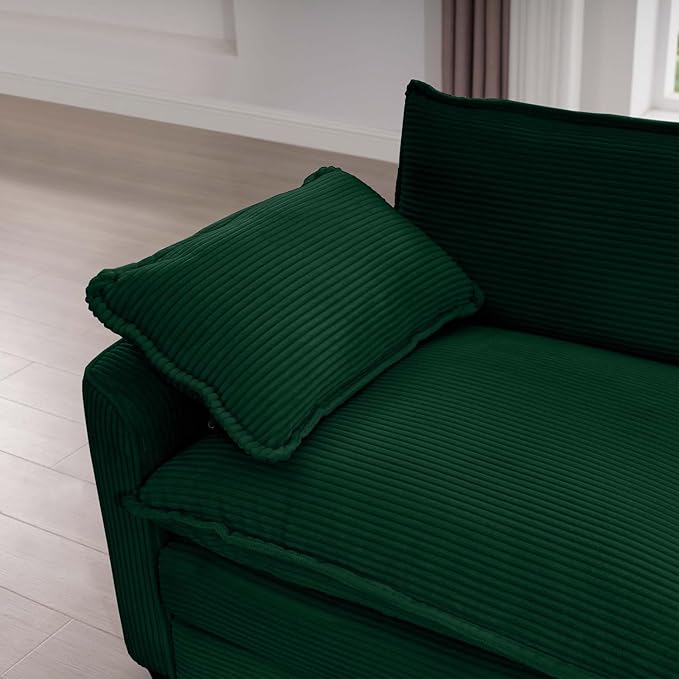 80 Sectional Loveseat Couch for Liiving Room Corduroy Cloud 2 Seater Couches Modern Comfy Deep Seat Sofa for Small Spaces &amp Apartment (Green 2-Seats)