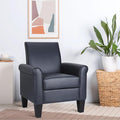 Lohoms Mid-Century Modern Leather Accent Chairs Overstuffed Leather Living Room Chair Upholstered Comfortable Club Chair PU Leather Armchair for Bedroom Office Waiting Room -Dark Blue