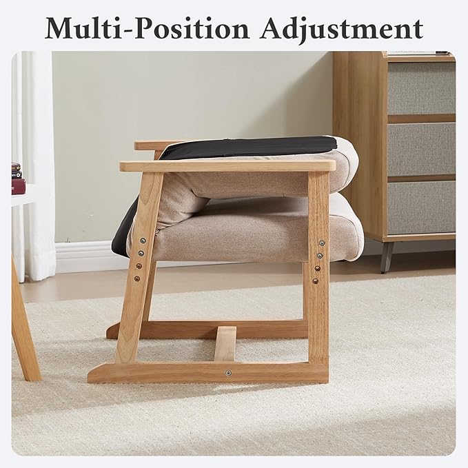 KCC Recliner Chair Adjustable Small Fabric Single Sofa with Ergonomic Back SupportAccent Chair for Living Room Nursery Bedroom Beige1PC
