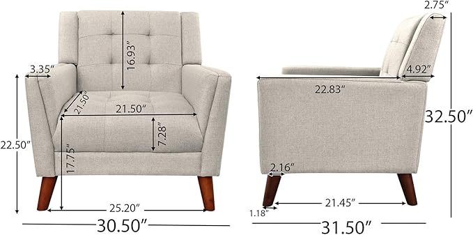 Mid Century Modern Accent Chair Upholstered Armchair Accent Chair Upholstered Lounge Arm Chair for Living Room Bedroom Balcony Apartment Office
