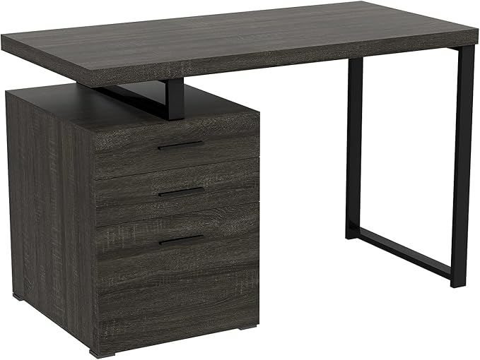 Safdie &amp Co. Computer Desk 47.25inch for Home Office and Small Spaces with 3 Drawers Dark Grey with Black Metal. Ideal for Writing Gaming Study Work from Home.
