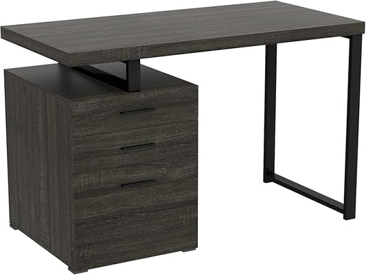 Safdie &amp Co. Computer Desk 47.25inch for Home Office and Small Spaces with 3 Drawers Dark Grey with Black Metal. Ideal for Writing Gaming Study Work from Home.