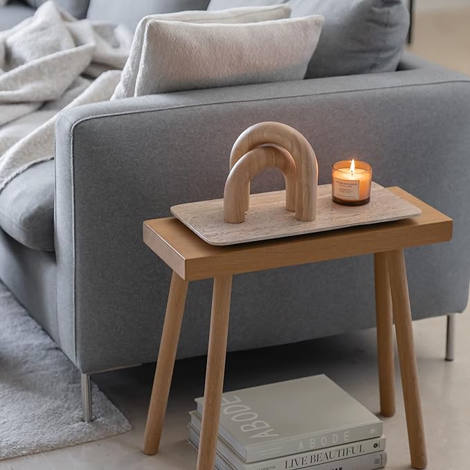 Wood Arch Decorative Objects - Modern Bookshelf Decor Coffee Table Sculpture Floating Shelf Decor Accents Japandi Home Decorations for Side Console and Entryway Table