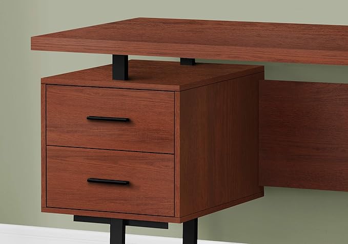 Computer Desk Home Office Laptop Left Right Set up Storage Drawers 60 l Work Brown Laminate Black Metal Contemporary Modern