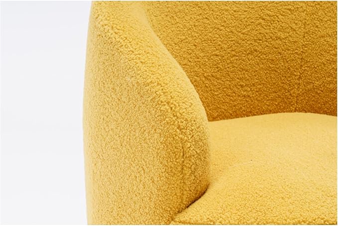 Swivel Barrel Accent Chair Modern Teddy Upholstered 360° Swivel Chair Leisure Chair Single Sofa for Adults Teens for Living Room Hotel Bedroom Office Coffee Shop (Yellow + Upholstered + Foam)
