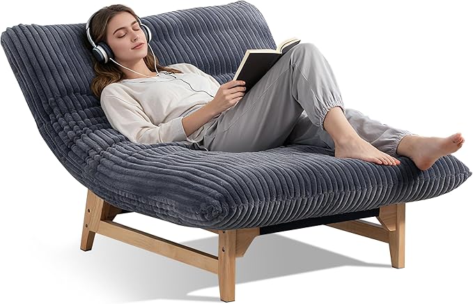 Living Room Chairs Comfy Accent Reading Chair Giant Bean Bag Cloud Chair with Frame for Adults Oversized Beanbag Lounge Sofa for Bedroom (Dark Gray)