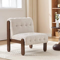 HEAH-YO Accent Chair Set of 1Modern Vintage Living Room Chair for Bedroom with Button Tufted Back and Wood LegsUpholstered Comfy Reading Chair for Makeup Vanity CafeChenille Beige