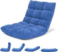 Giantex Floor Chair with Back Support 14 Adjustable Position Padded Sleeper Bed Couch Recliner Gaming Floor Chairs for Adults Meditation Gaming Chair Floor Blue