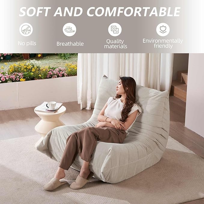 Modern Living Room Adult Floor Sofa Adult Living Room Furniture high Resilience Memory Sponge Comfortable Bedroom Balcony Dormitory Floor Chair. (Apricot)
