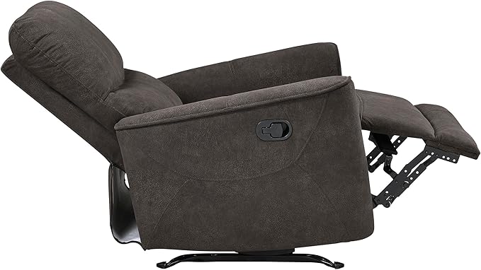 Lexicon Manual Rocker Recliner Chair Polished Microfiber Manual Reclining Chair with Overstuffed Backrest Comfy Nursery Recliner for Living Room/Office/Bedroom/Apartment Easy Assembly Chocolate