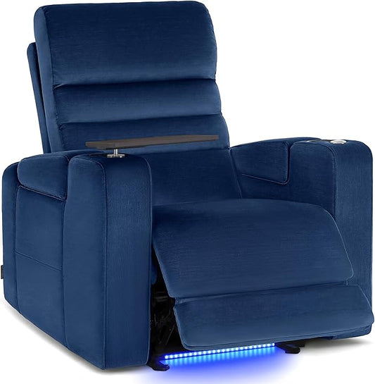 MCombo Zero Gravity Power Recliner Chair with Adjustable Headrest for Living Room Home Theater Seating Recliner with 360° Swivel Tray Table USB &amp Type-C Ports LED Lighting Armrest Storage