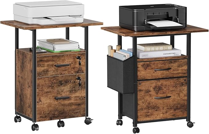 GYIIYUO 2 Drawer File Cabinet with 24'' Extended Desktop 2 Wood Drawer File Cabinet with 22'' Extended Desktop and Lock