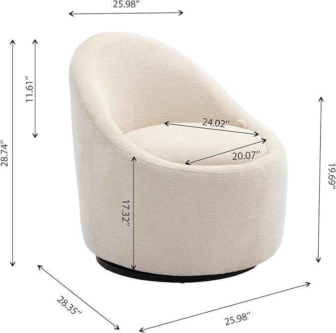 COLAMY Chenille Fabric 360 Swivel Accent Chair Beige