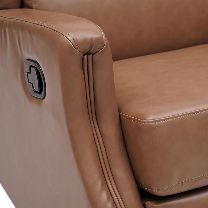 Flash Furniture Omma Swivel Glider Rocking Recliner Manual Wingback Recliner with 360 Degree Swivel for Living Room Bedroom or Nursery Cognac LeatherSoft