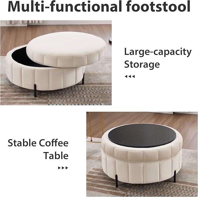 Chifee &amp Vingol 40.35 W Swivel Accent Barrel Chair with Ottoman Velvet Round Barrel Chair with 3 Pillows 360 Degree Swivel Armchair for Living Room Bedroom Beige