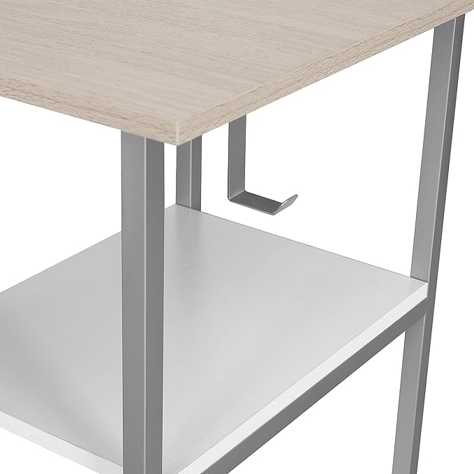 Techni Mobili L Shaped Desk - Two-Toned Computer Desk with Drawers &amp Storage Shelves - Simple Modern Furniture &amp Home Office Space Corner Table for Work &amp Writing