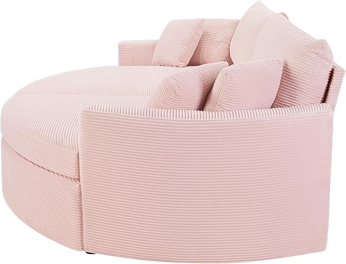 Merax 102.3 Oversized Double Chaise Lounge Indoor Comfy Corduroy Upholstered Loveseat Sleeper Sofa Bed Deep Seat Cloud Couch with USB Ports and Throw Pillows for Living Room Pink