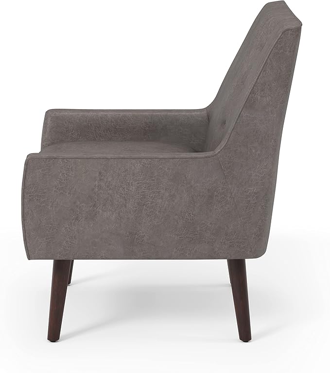 HOMES: Inside + Out Sayburke Mid-Century Modern Tufted Fabric Upholstered Accent Chair with Removable Cushion for Living Room Bedroom Dark Brown