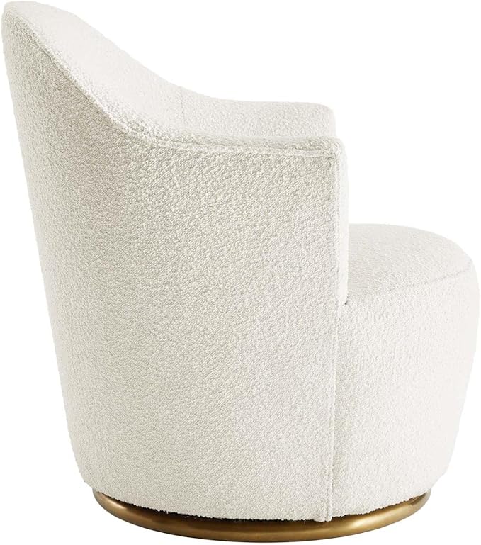 Modway Nora Boucle Upholstered Swivel Chair with White Finish EEI-5311-WHI