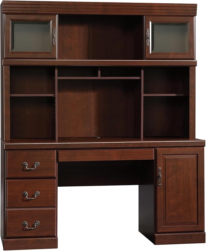 Sauder Heritage Hill Engineered Wood Desk with Hutch in Classic Cherry Finish