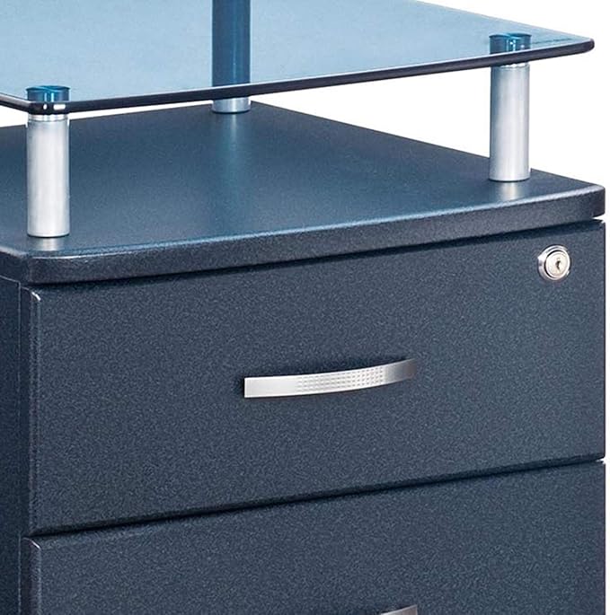 2 Drawer Small File Cabinet with Lock Modern Farmhouse Under Desk Locking Drawers Storage Cabinet Organizer for Home Office Filing FurnitureDarkgrey