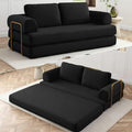Convertible Folding Sofa Bed Modern Futon Sleeper Sofa Fold Out Couch Bed with Gold Fixed Frame Modular Floor Sofas Comfy Corduroy Boneless Couches for Living Room (80 Black)