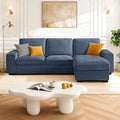 PARKOL 99 L-Shaped Sectional Couch with Storage Sofa with Reversible Chaise USB Type-C Charging Chenille Fabric Removable Cushion Covers for Small Space Apartment Living Room Blue
