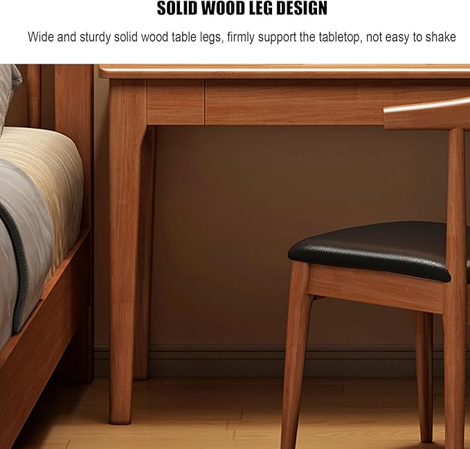 Solid Wood Computer Desk with DrawersMid-Century Modern Home Office DeskWooden Writing DeskSimple Study Table Laptop Desk Workstation for Bedroom(60x40x75cm(24x16x30inch) A)