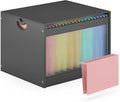 Hanging File Box Organizer for Letter Size Bamboo Acrylic File Folder Storage with Lid Clear Moving Boxes Wooden with Handle Desktop Filing Holder for Office Banker Document
