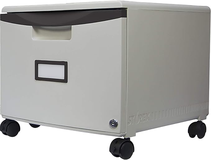 Storex 1-Drawer Mobile Lateral Filing Cabinet Gray/Black