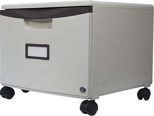 Storex 1-Drawer Mobile Lateral Filing Cabinet Gray/Black