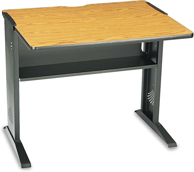 Safco Home Office 36 W Reversible Laminate Mahogany and Medium Oak Computer Desk Top