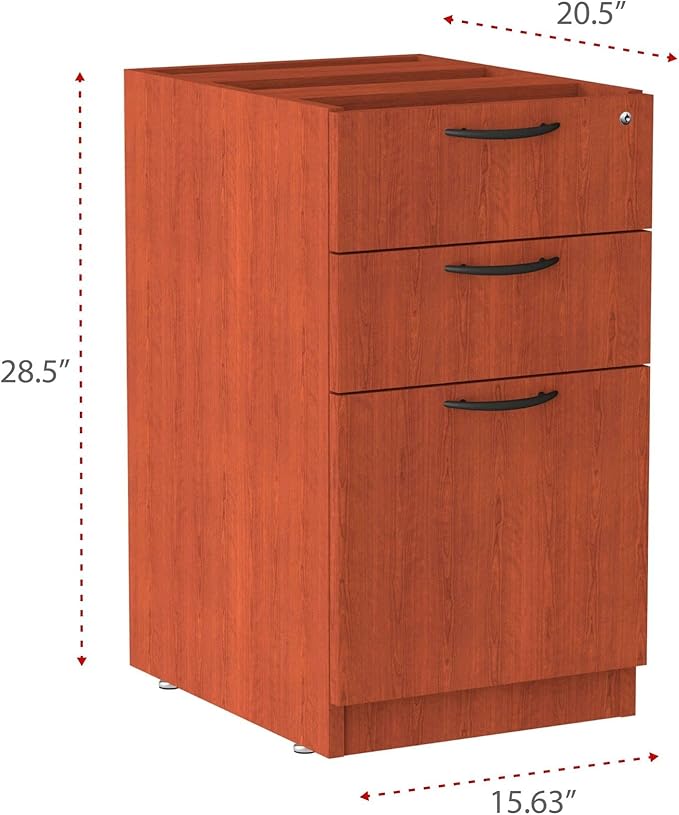 Alera Valencia Series 16 by 22 by 28-Inch 2 Box and 1 File Drawer Full Pedestal Medium Cherry
