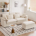 87 L Shaped Sectional Sofa Modular Deep Seat Sofa Couch with Ottoman Chenille Sofa Sleeper Comfy Upholstered Furniture for Living Room Apartment Studio Office (Beige L-Shaped)