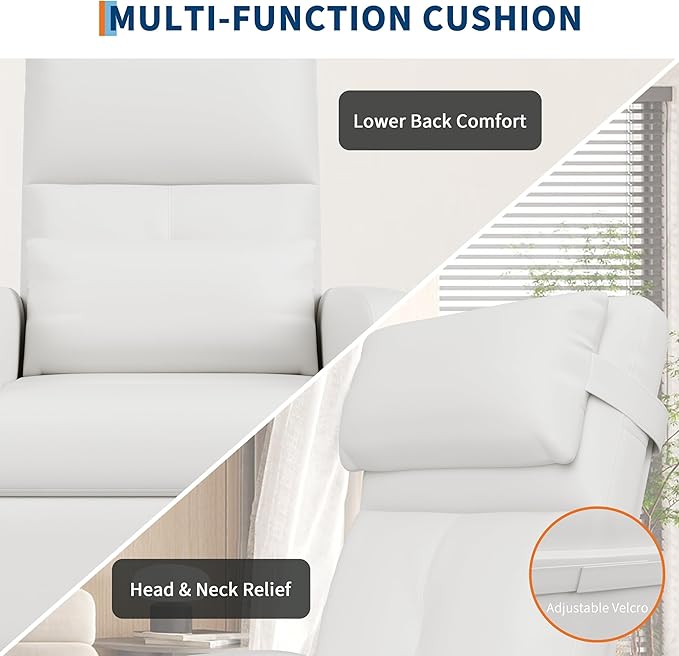 GarveeHome Power Recliner Chair with Massage and Heat Adjustable Electric Recliner Ergonomic Overstuffed PU Leather Single Sofa 2 Side Pockets and USB Port Home Theater Seating for Living Room