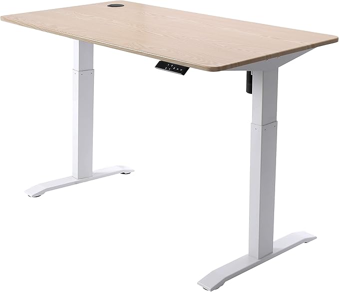 UNICOO Electric Height Adjustable Standing Desk Electric Standing Workstation Sit Stand Home Office Desk Gaming Table Whole-Piece Desktop Board 48 * 24 in (KT1001-LW)